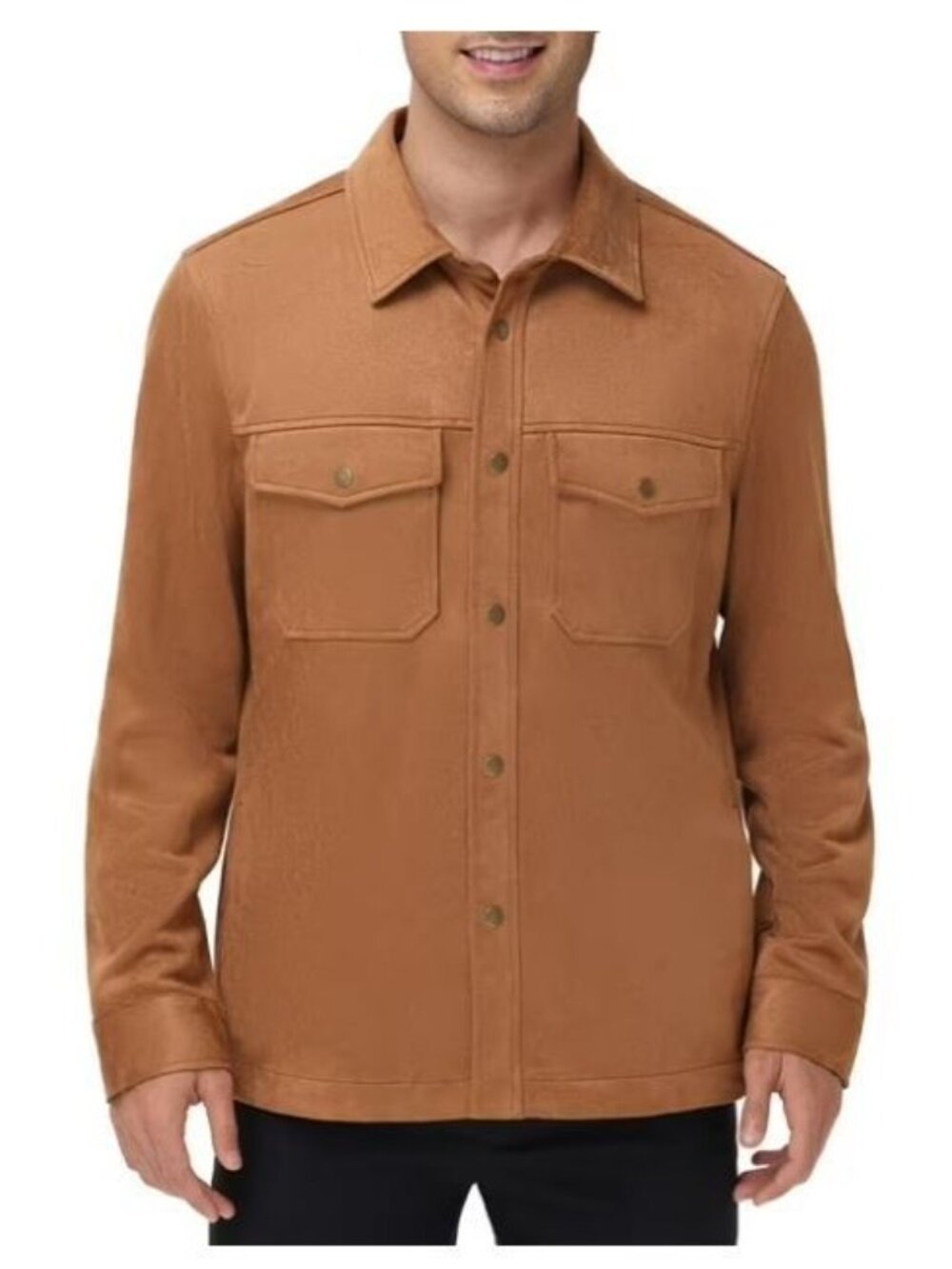 Frye Men's Faux Suede Shirt Jacket Size XL Toffee Color NWT